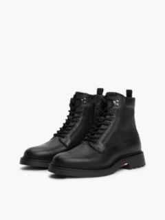 Leather Waterproof Cleat Lace-Up Boots — Black 2