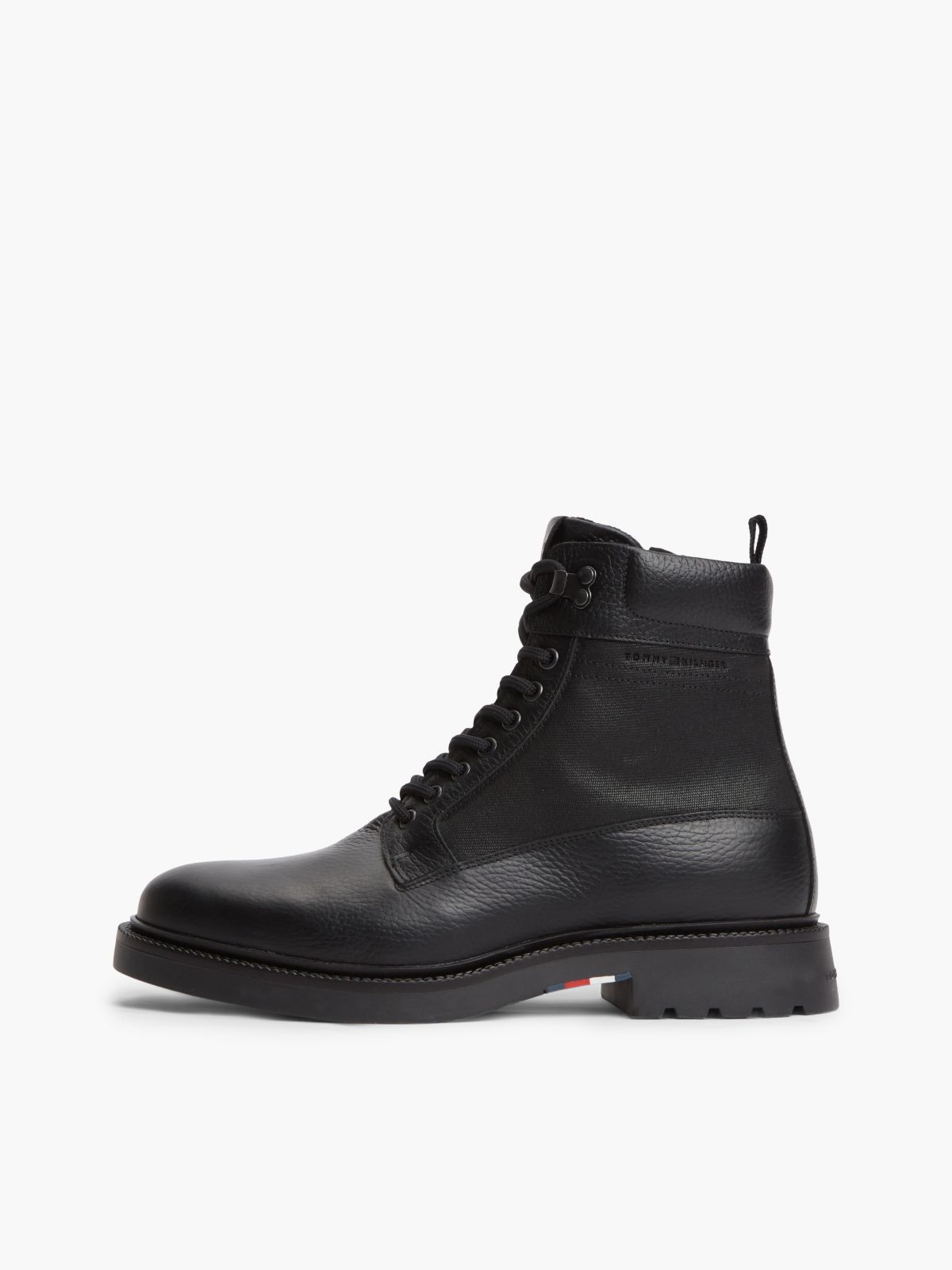 Leather Waterproof Cleat Lace-Up Boots — Black
