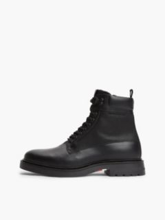 Leather Waterproof Cleat Lace-Up Boots — Black 7