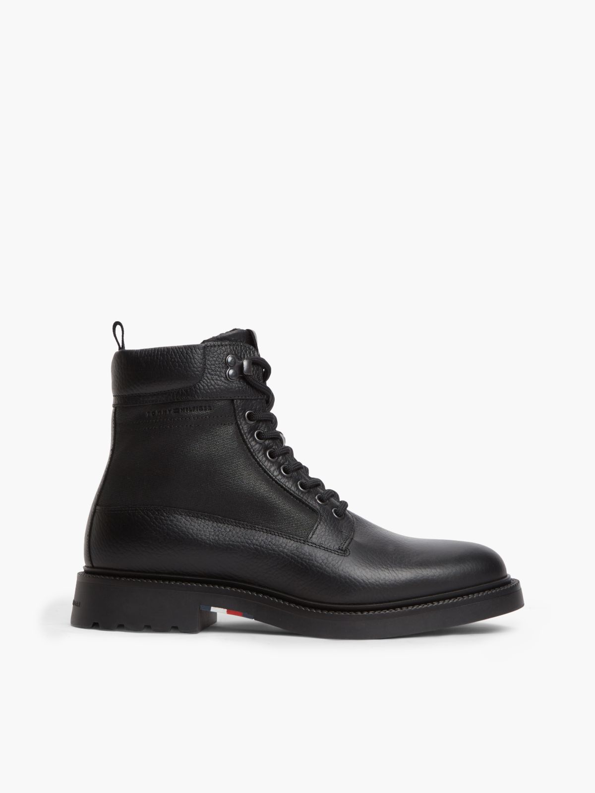 Leather Waterproof Cleat Lace-Up Boots — Black