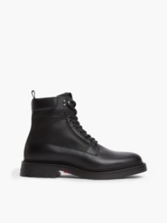 Leather Waterproof Cleat Lace-Up Boots — Black 1