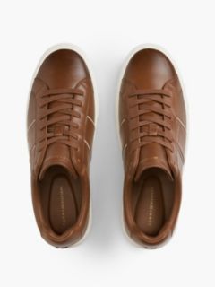 New York Label Leather Cupsole Trainers — Brown 3