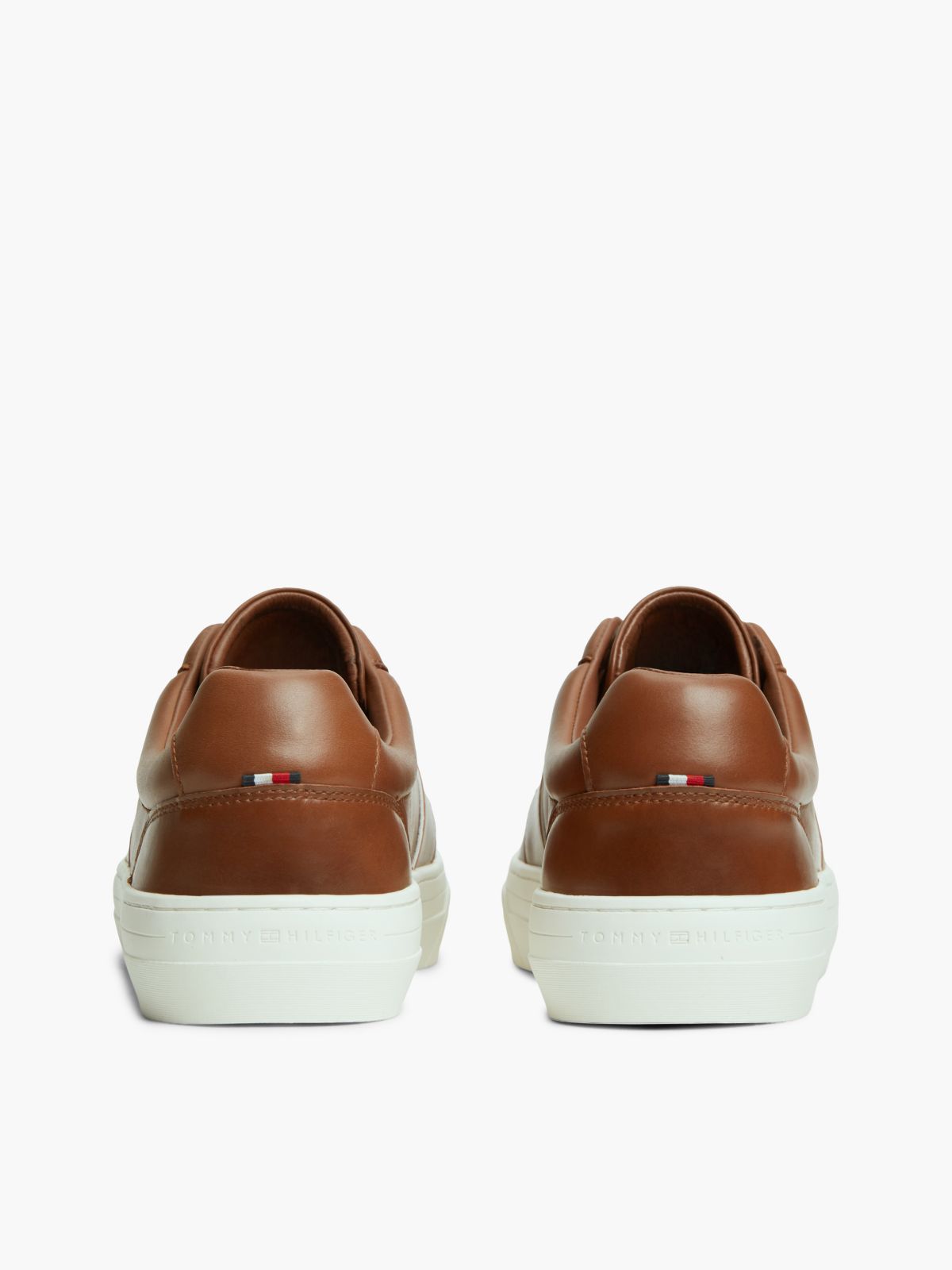 New York Label Leather Cupsole Trainers — Brown
