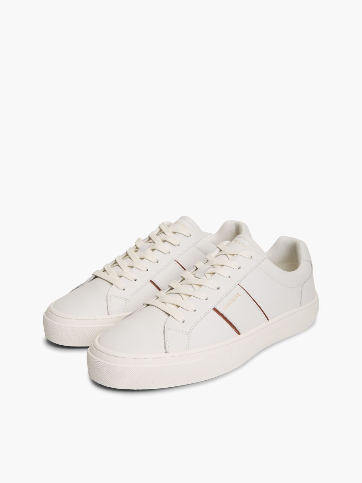 New York Label Leather Cupsole Trainers — White