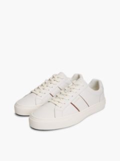 New York Label Leather Cupsole Trainers — White 2