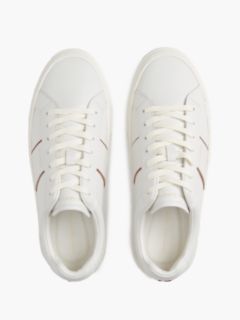 New York Label Leather Cupsole Trainers — White 3