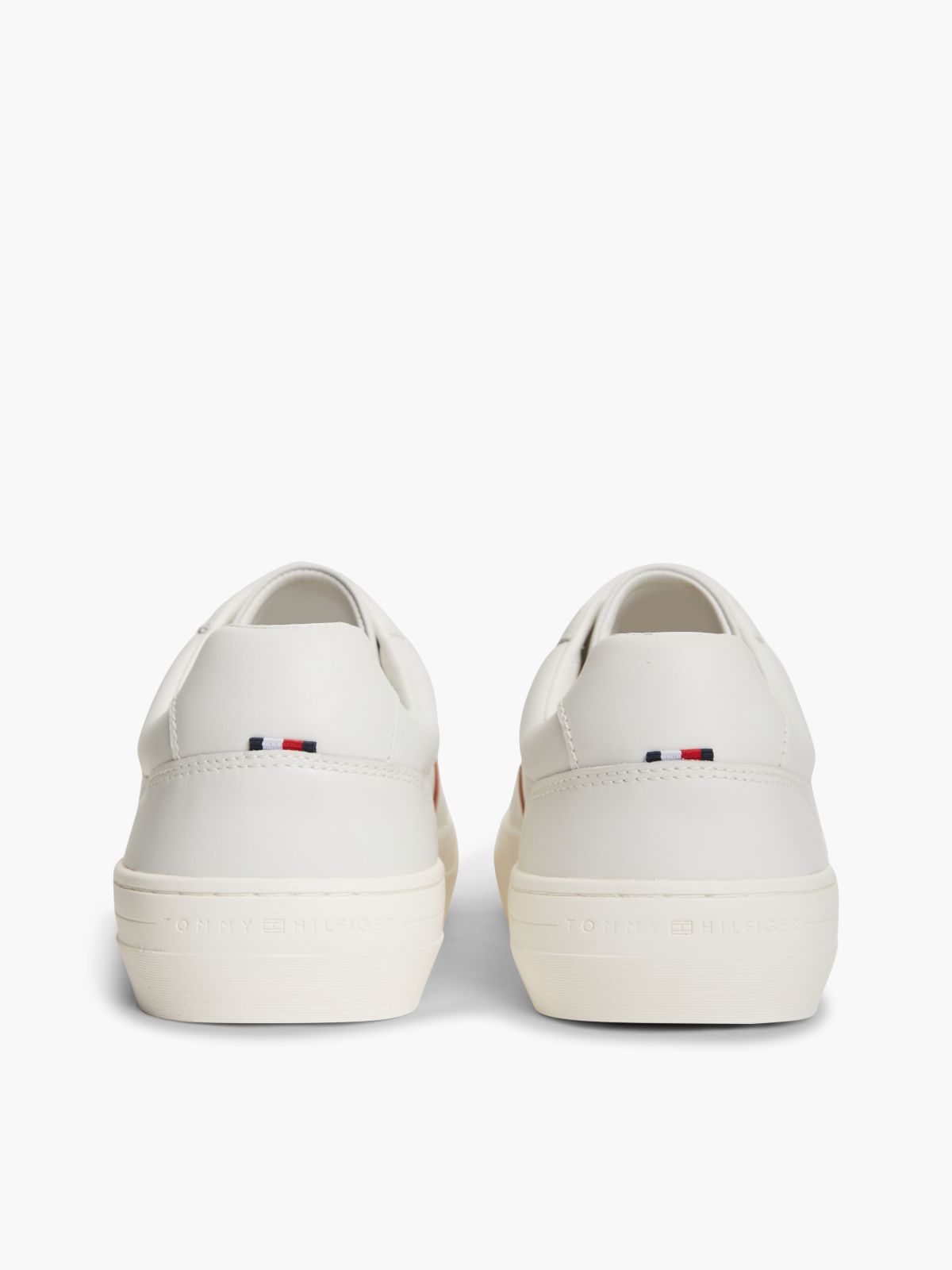 New York Label Leather Cupsole Trainers — White