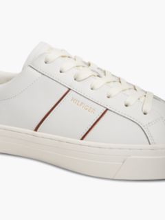 New York Label Leather Cupsole Trainers — White 6