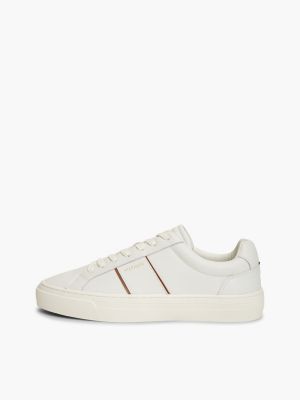 wit new york label leren cupsole-sneaker voor heren - tommy hilfiger