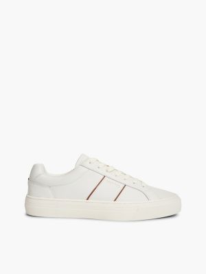 white new york label leren cupsole-sneaker voor heren - tommy hilfiger