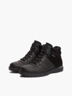 Leather Outdoor Cleat Mixed Texture Boots — Black 2