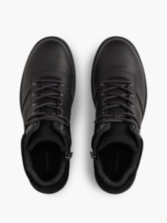 Leather Outdoor Cleat Mixed Texture Boots — Black 3