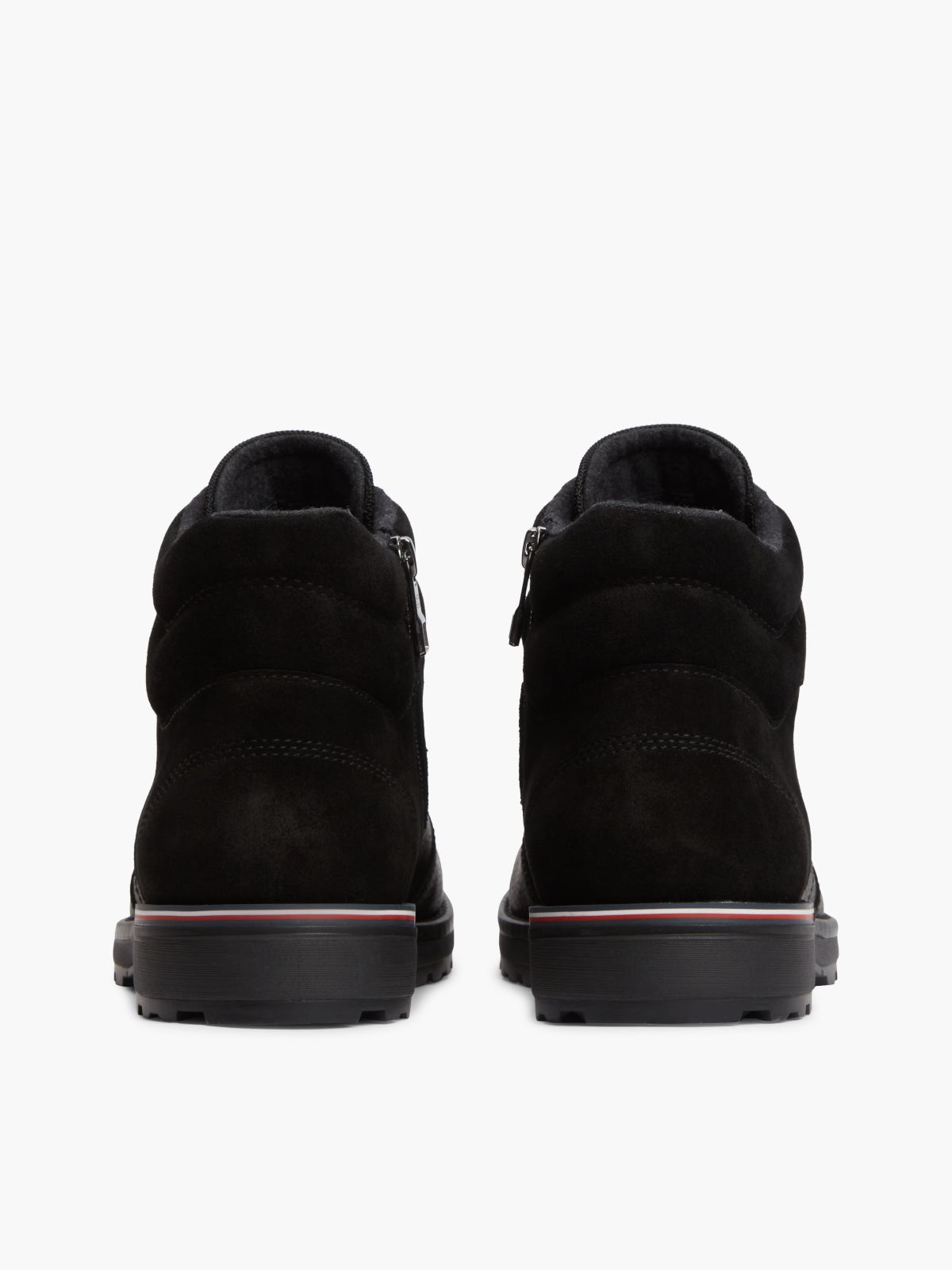 Leather Outdoor Cleat Mixed Texture Boots — Black