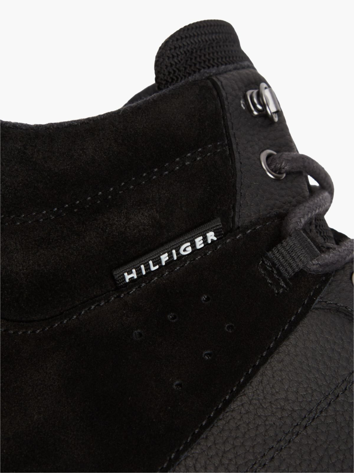 Leather Outdoor Cleat Mixed Texture Boots — Black