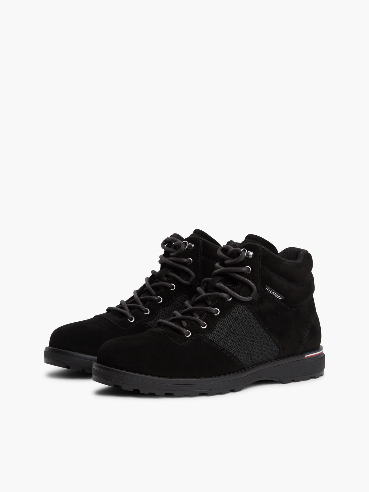 Suede Outdoor Cleat Mesh Panel Boots — Black