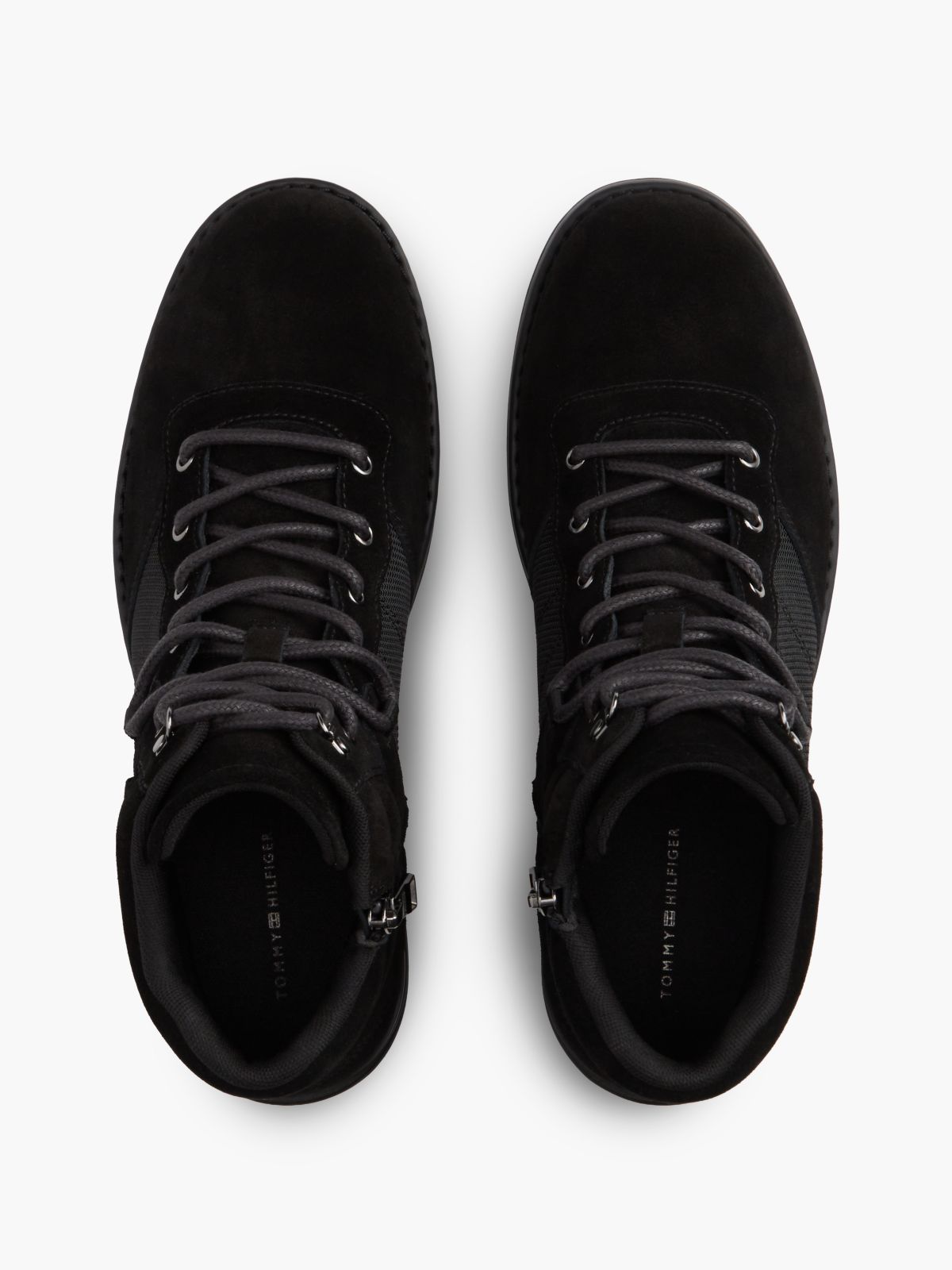 Suede Outdoor Cleat Mesh Panel Boots — Black