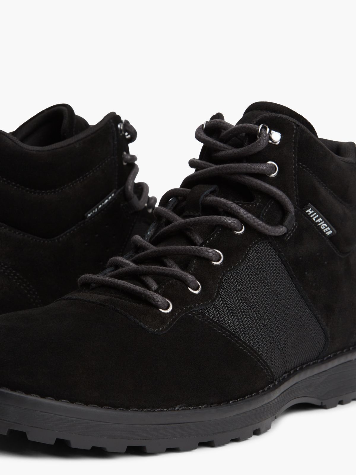 Suede Outdoor Cleat Mesh Panel Boots — Black