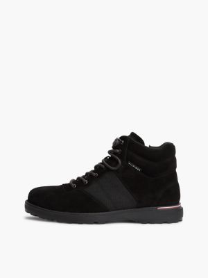 black suede outdoor cleat mesh panel boots for men tommy hilfiger