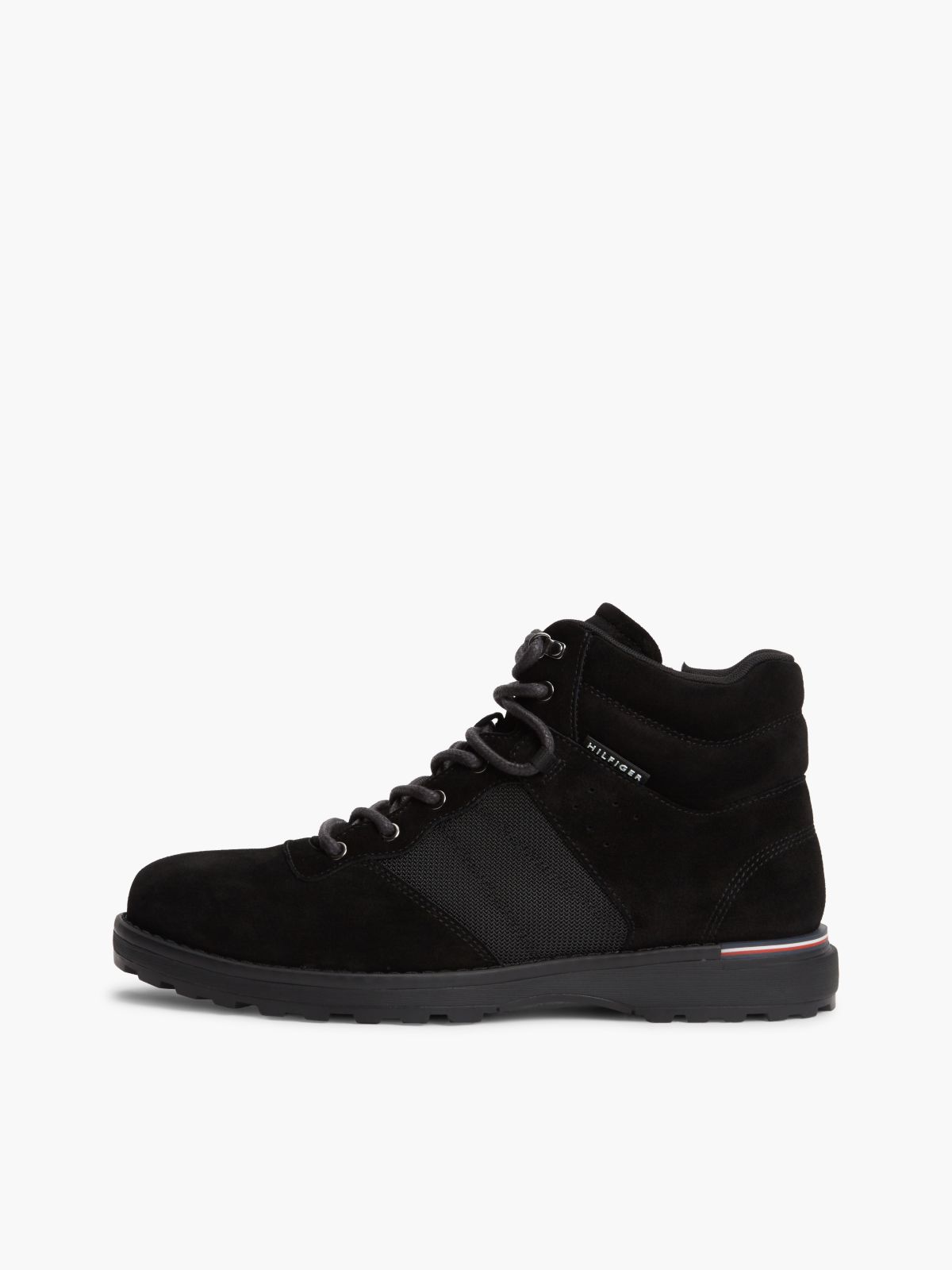 Suede Outdoor Cleat Mesh Panel Boots — Black
