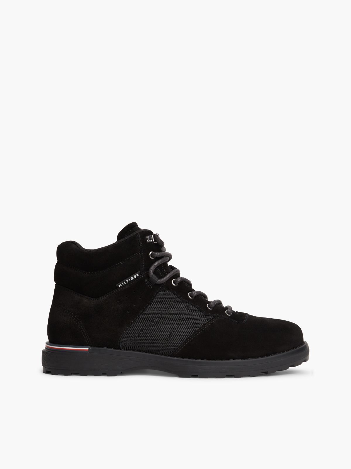 Suede Outdoor Cleat Mesh Panel Boots — Black