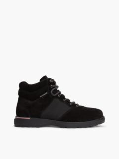 Suede Outdoor Cleat Mesh Panel Boots — Black 1