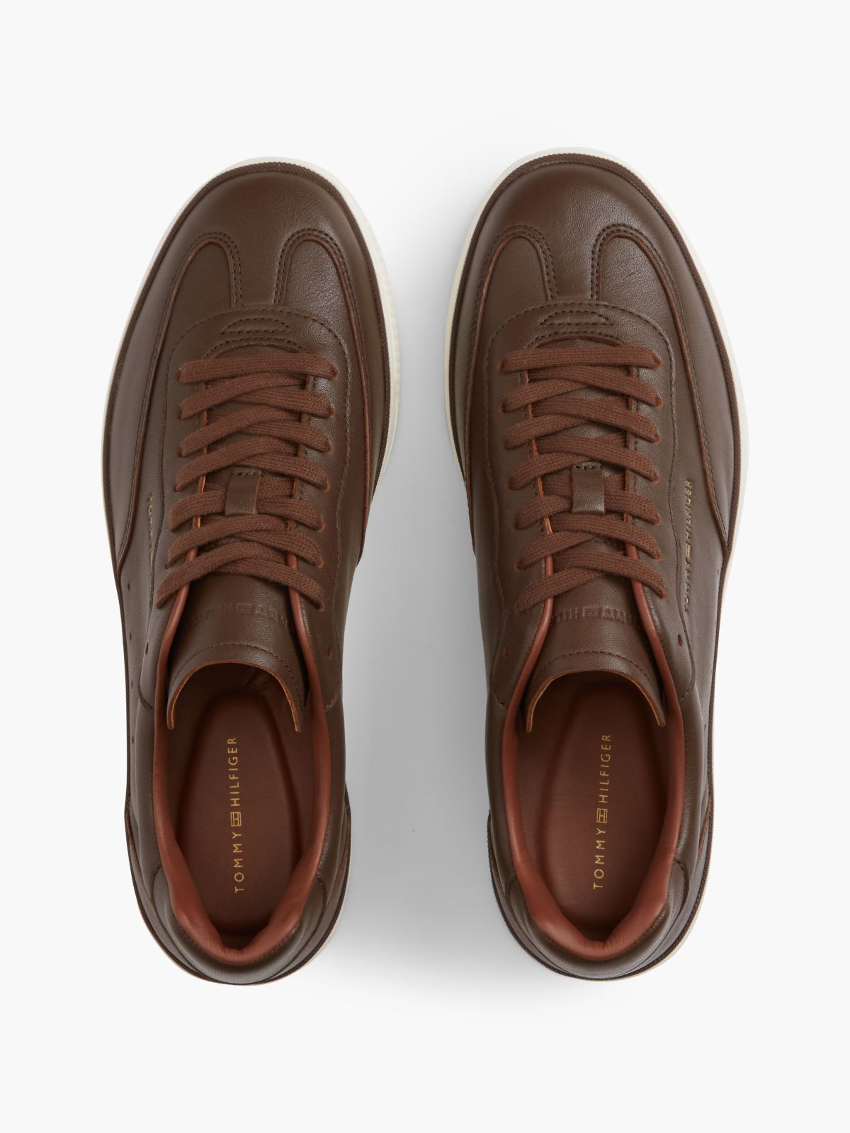 New York Label Luxe Leather Trainers — Brown