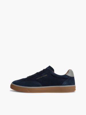 blue new york label luxe suede trainers for men tommy hilfiger