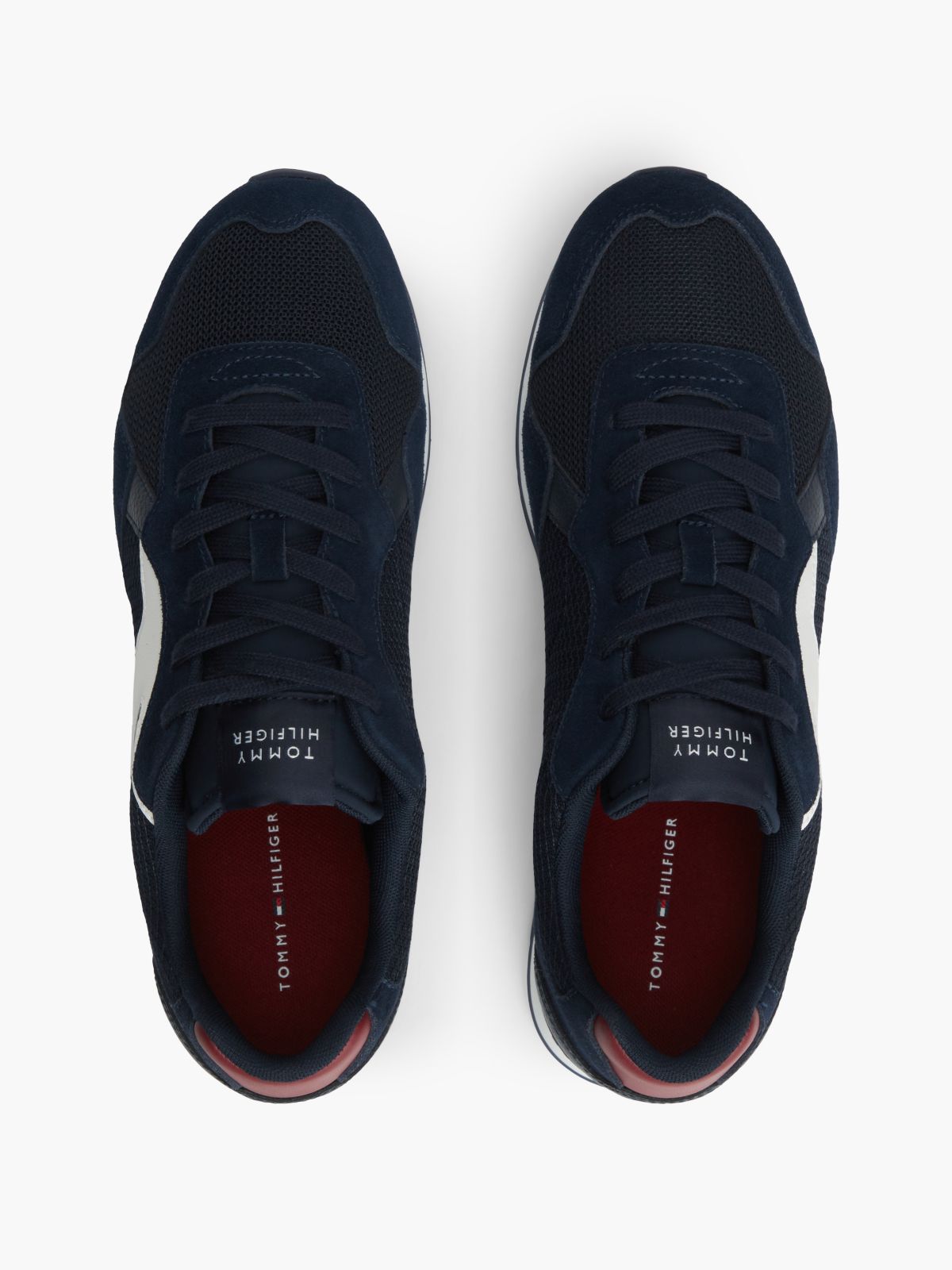 Logo Mixed Texture Trainers — Blue