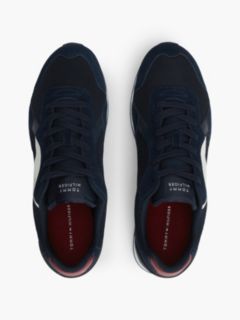 Logo Mixed Texture Trainers — Blue 3