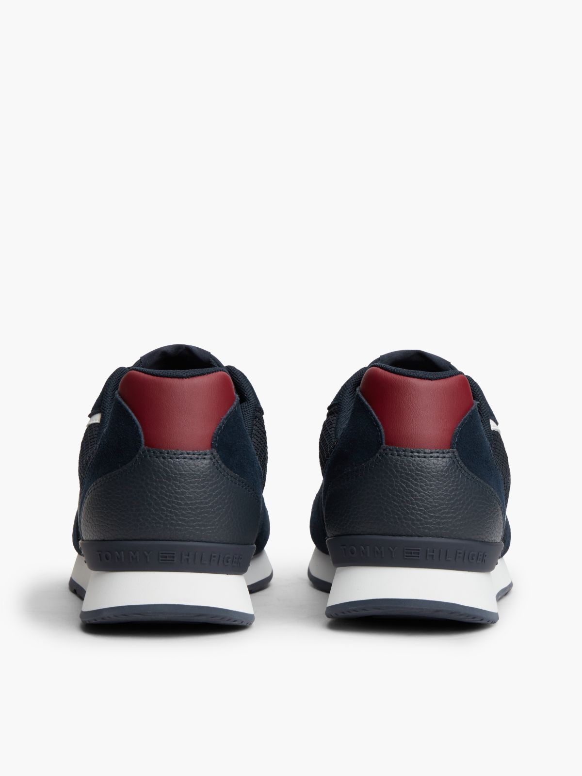Logo Mixed Texture Trainers — Blue
