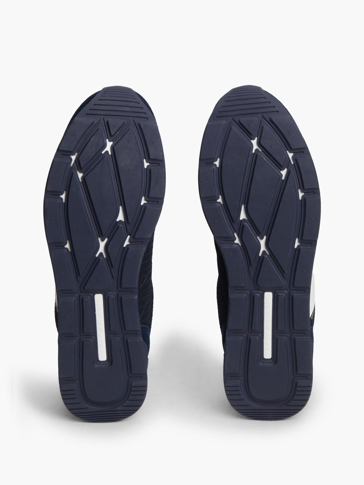 Logo Mixed Texture Trainers — Blue