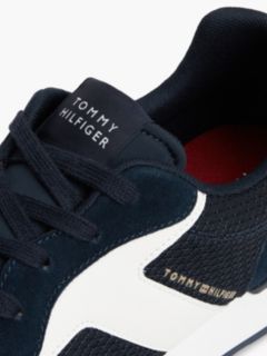 Logo Mixed Texture Trainers — Blue 6