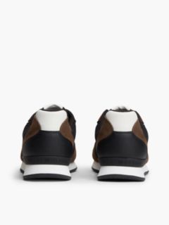 Logo Mixed Texture Trainers — Brown 4