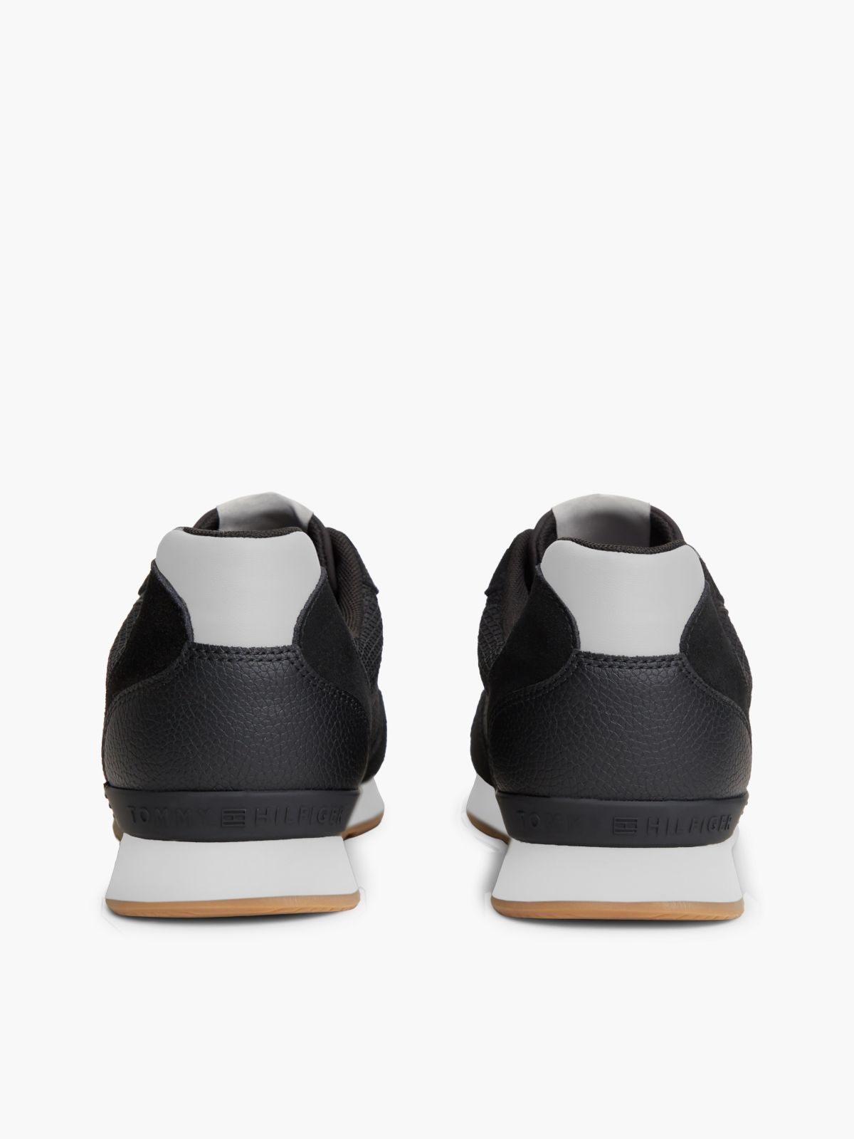 Logo Mixed Texture Trainers — Grey