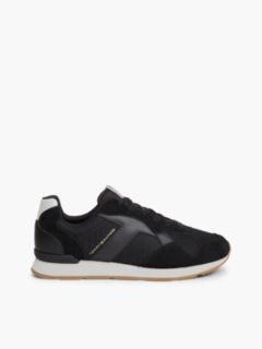 Logo Mixed Texture Trainers — Grey 1