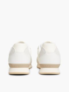 Logo Mixed Texture Trainers — White 4