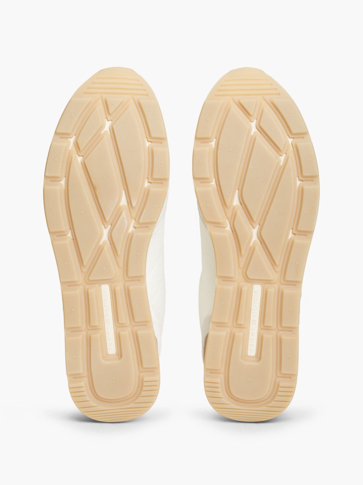 Logo Mixed Texture Trainers — White