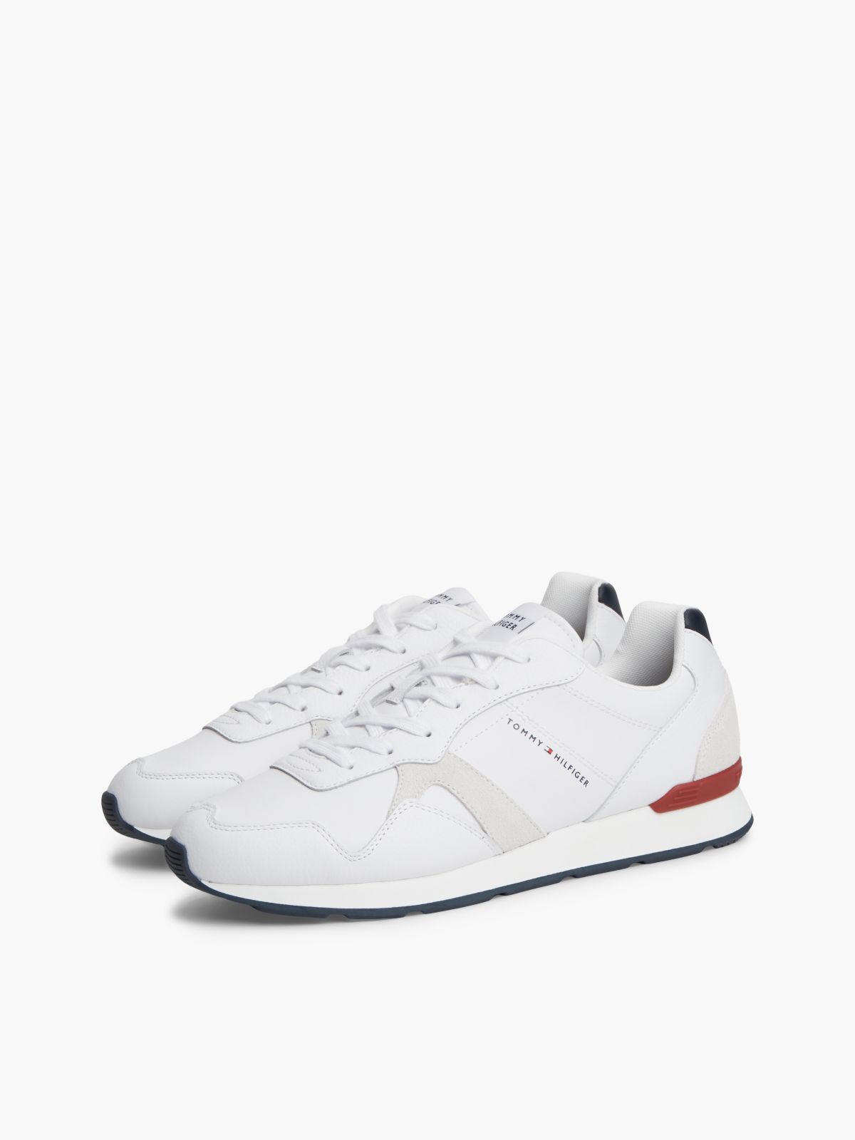 Leather Embossed Logo Trainers — Blue