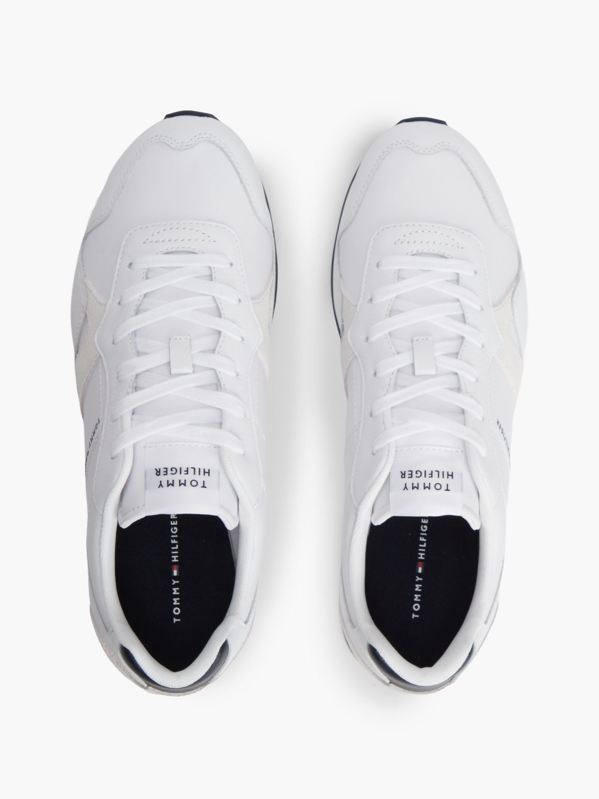 Leather Embossed Logo Trainers — Blue