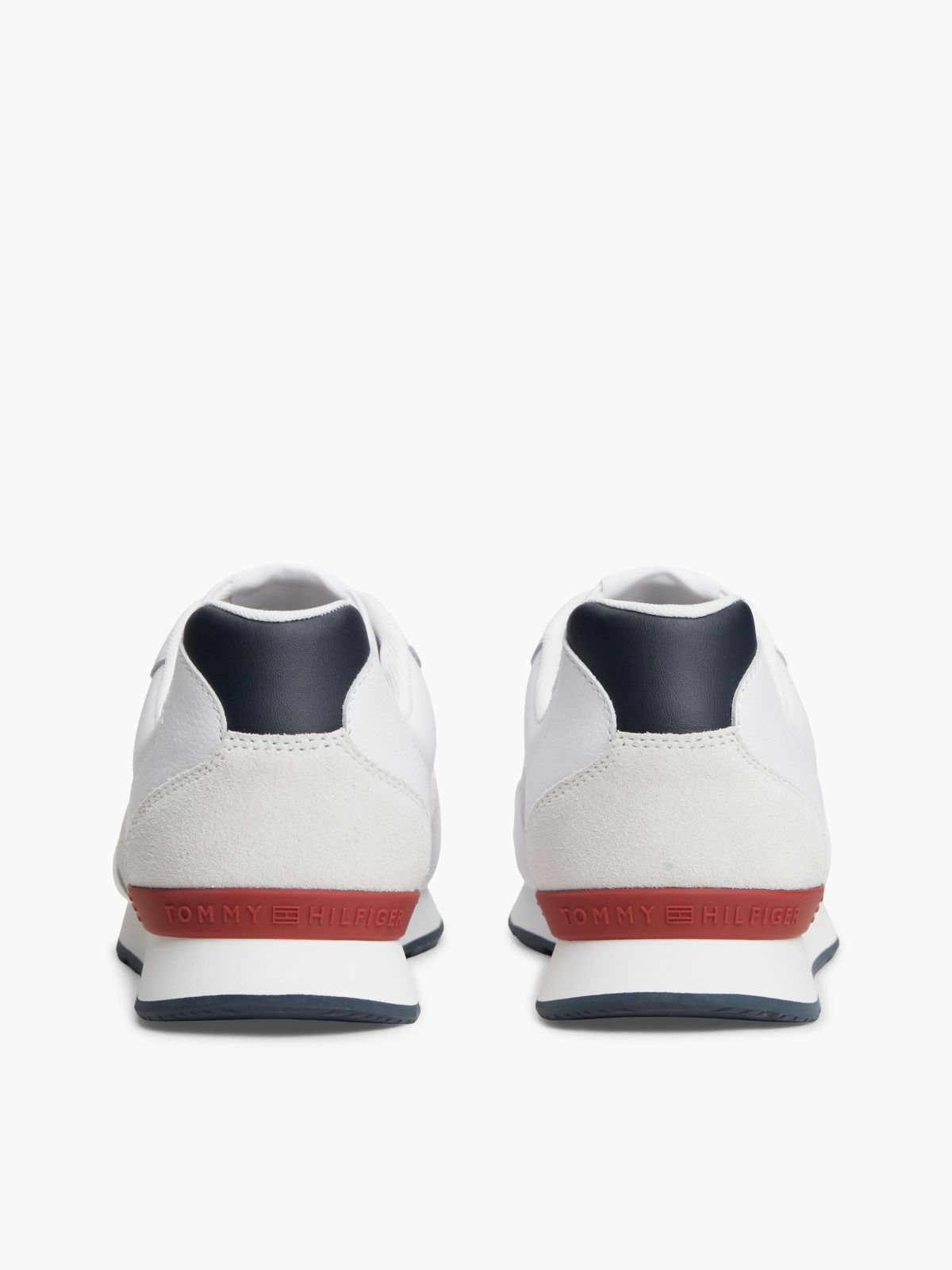 Leather Embossed Logo Trainers — Blue