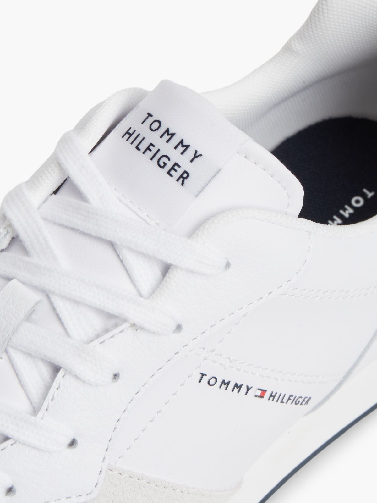 Leather Embossed Logo Trainers — Blue