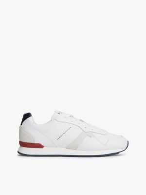 blue leren sneaker met logo in reliëf voor heren - tommy hilfiger