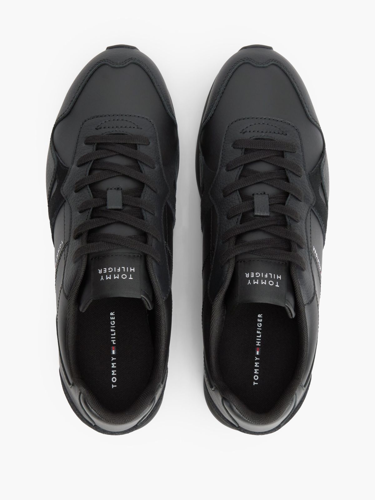 Leather Embossed Logo Trainers — Black