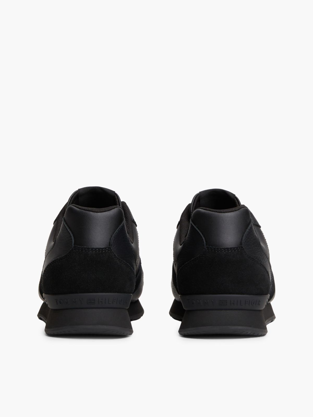 Leather Embossed Logo Trainers — Black