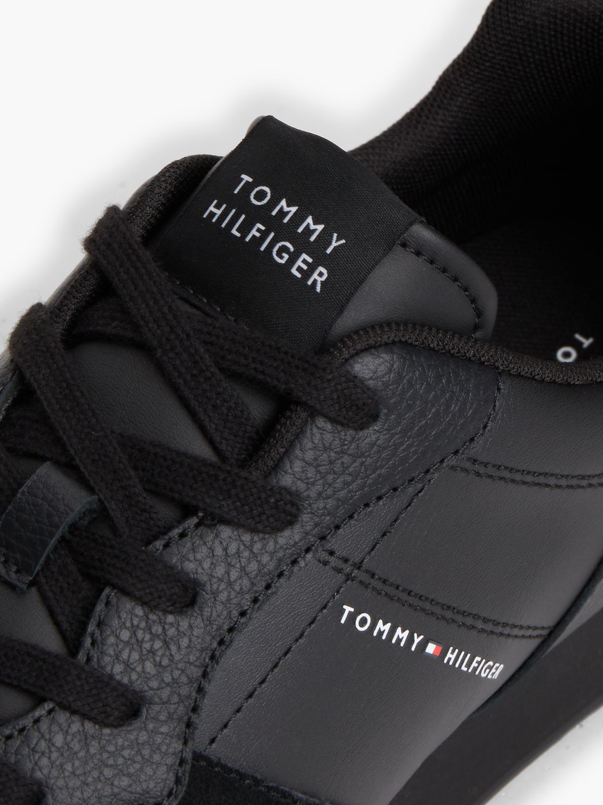 Leather Embossed Logo Trainers — Black