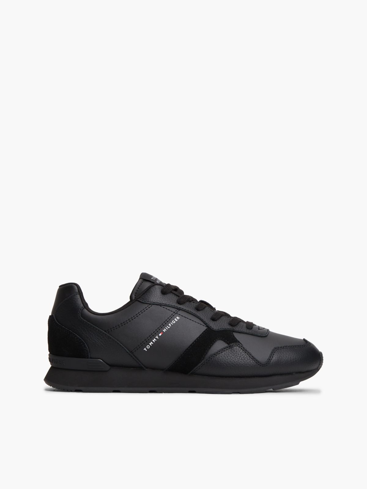 Leather Embossed Logo Trainers — Black