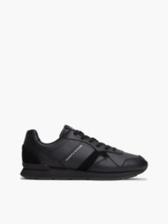 Leather Embossed Logo Trainers — Black 1