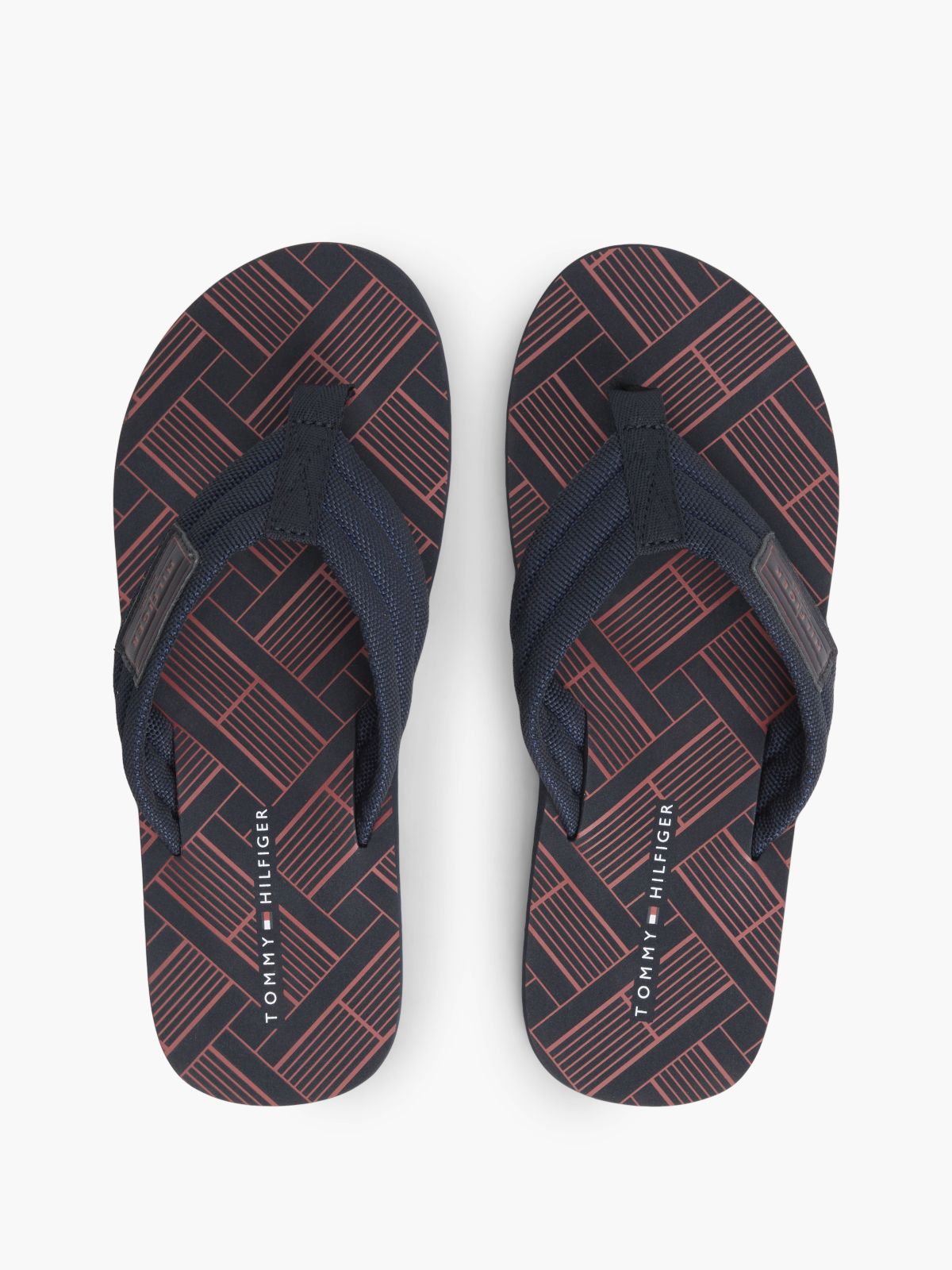 Flag Patch Padded Strap Flip-Flops — Blue
