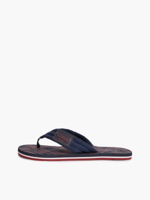 blue flag patch padded strap flip-flops for men tommy hilfiger