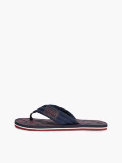 Flag Patch Padded Strap Flip-Flops — Blue 7